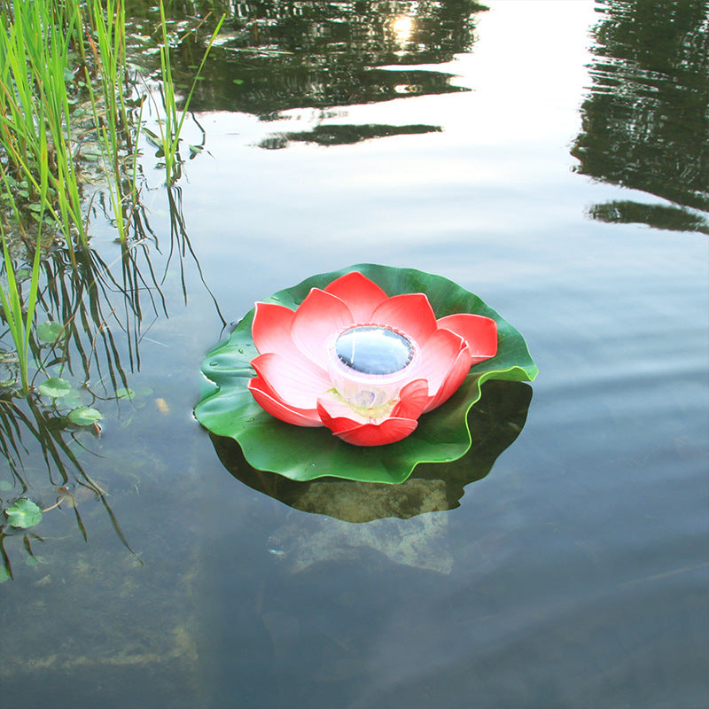 Outdoor waterproof pond water float lamp solar lotus lamp solar garden lamp villa courtyard wish lotus leaf lamp