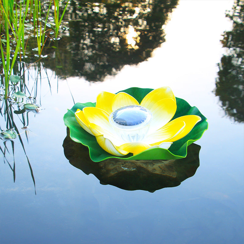 Outdoor waterproof pond water float lamp solar lotus lamp solar garden lamp villa courtyard wish lotus leaf lamp