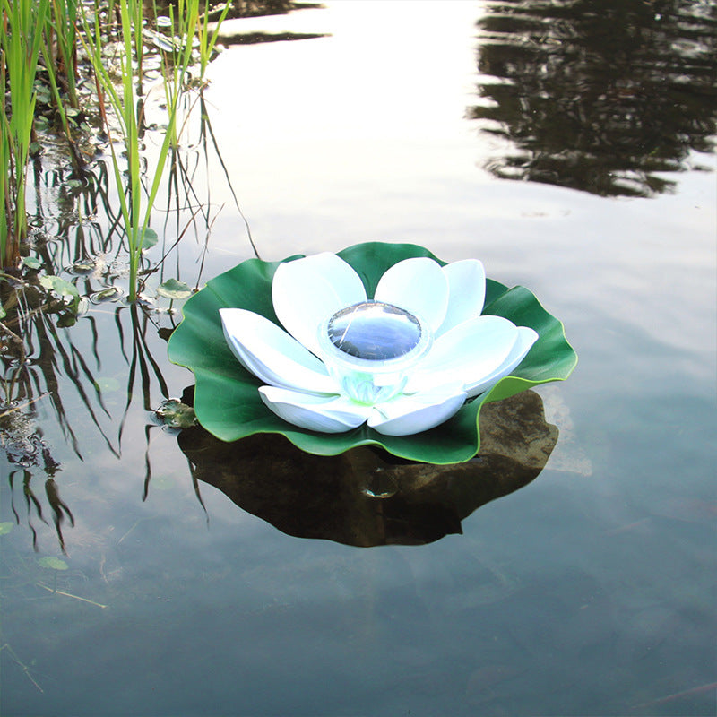 Outdoor waterproof pond water float lamp solar lotus lamp solar garden lamp villa courtyard wish lotus leaf lamp