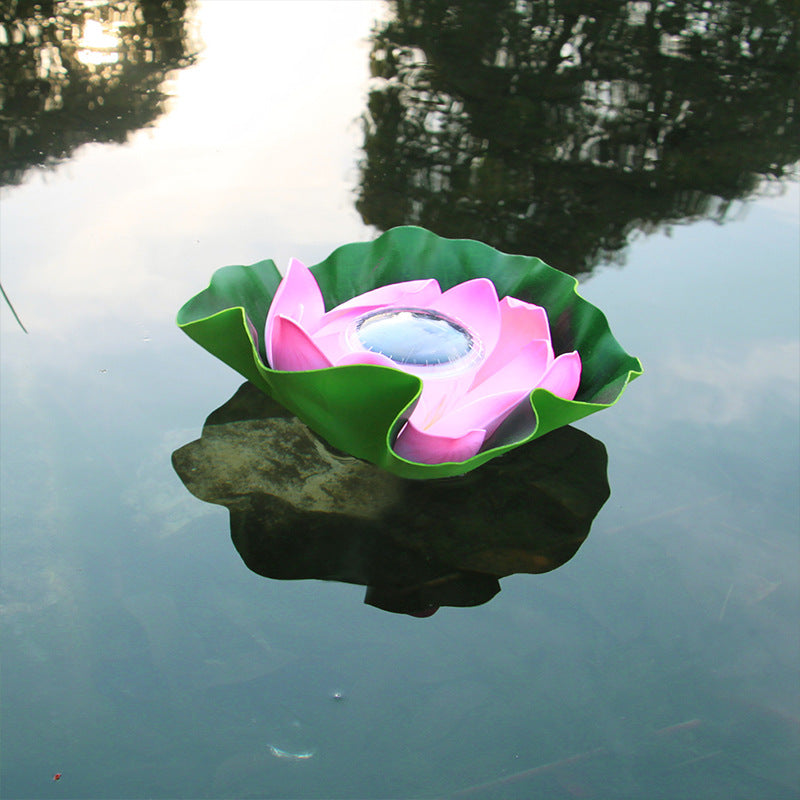 Outdoor waterproof pond water float lamp solar lotus lamp solar garden lamp villa courtyard wish lotus leaf lamp