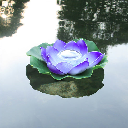 Outdoor waterproof pond water float lamp solar lotus lamp solar garden lamp villa courtyard wish lotus leaf lamp