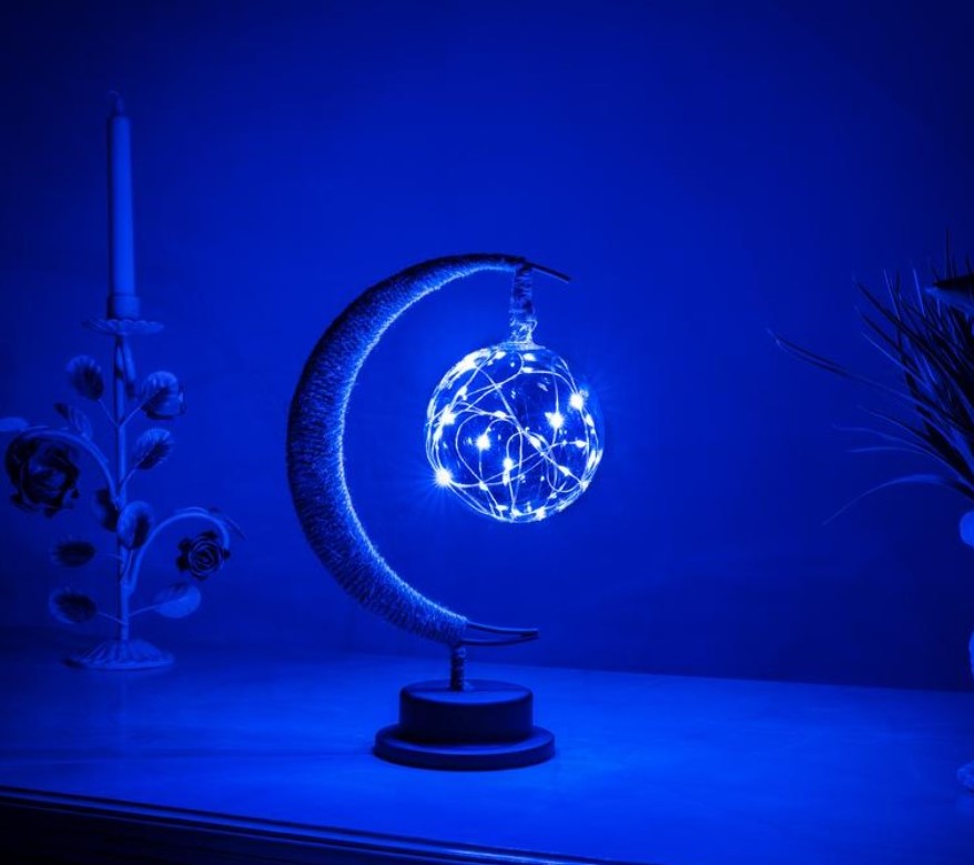 LED moon modeling lamp battery box hemp rope wrought iron takraw ball lamp romantic holiday decoration night light wholesale