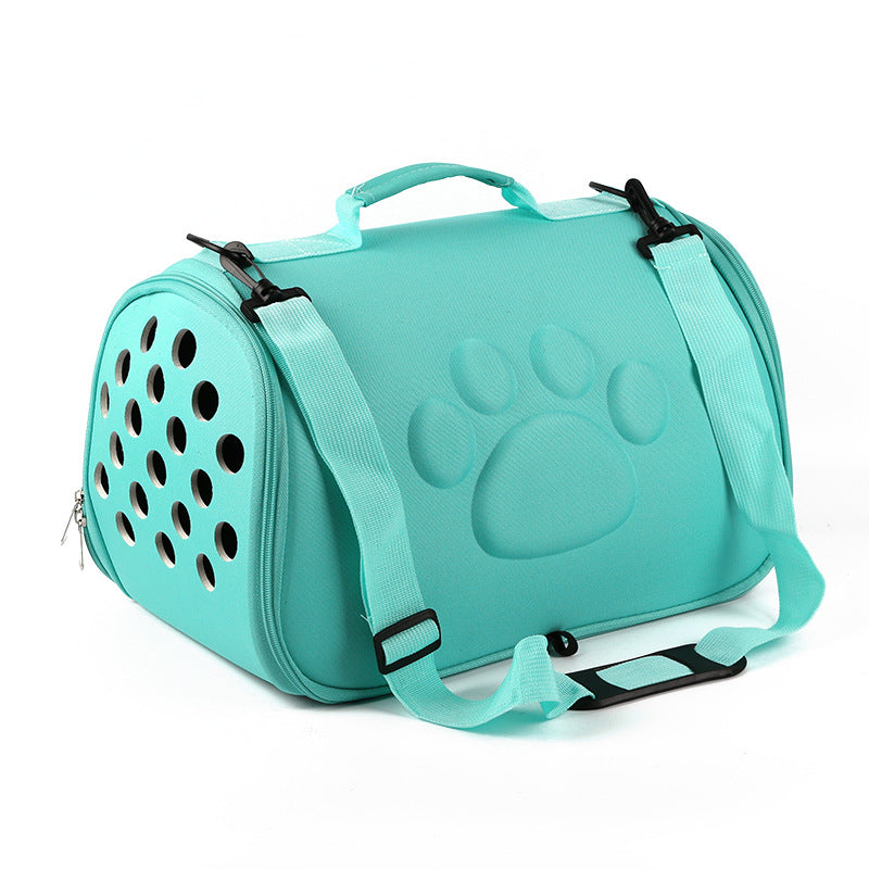 2020 new solid color footprint pet bag shoulder foldable breathable portable EVA space bag pet supplies