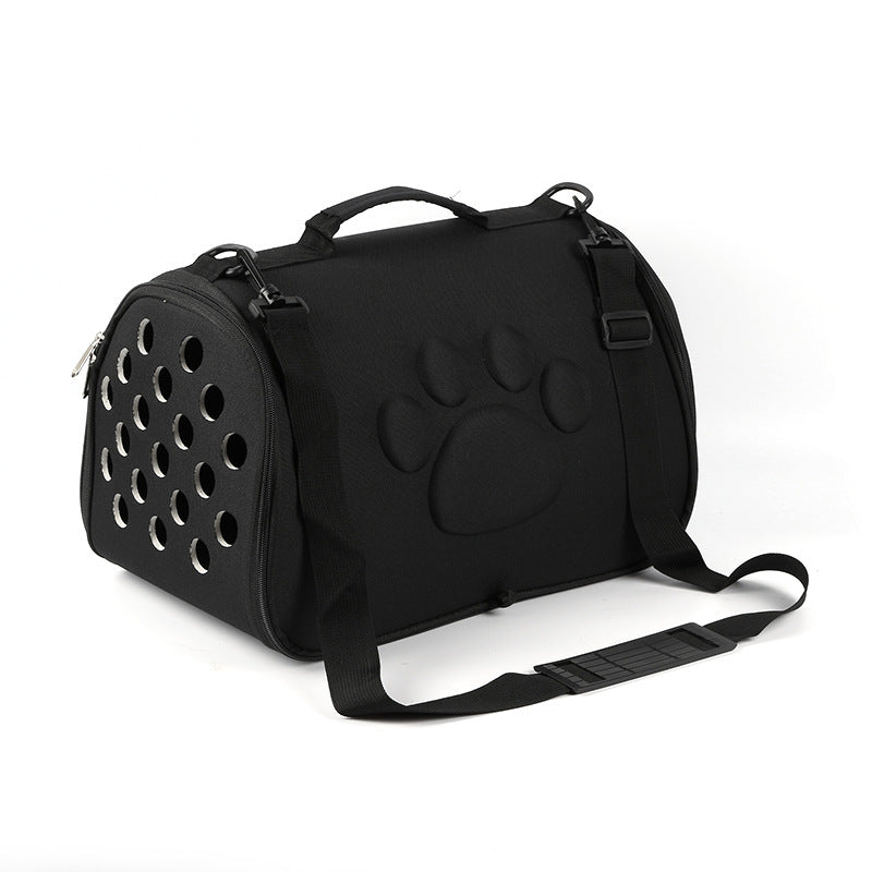 2020 new solid color footprint pet bag shoulder foldable breathable portable EVA space bag pet supplies