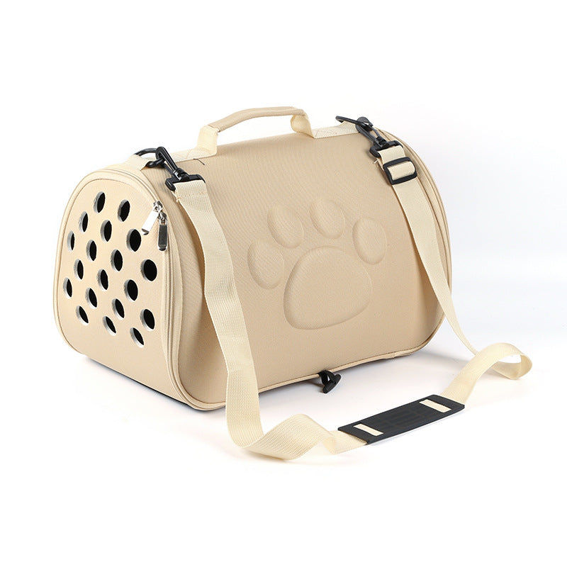 2020 new solid color footprint pet bag shoulder foldable breathable portable EVA space bag pet supplies