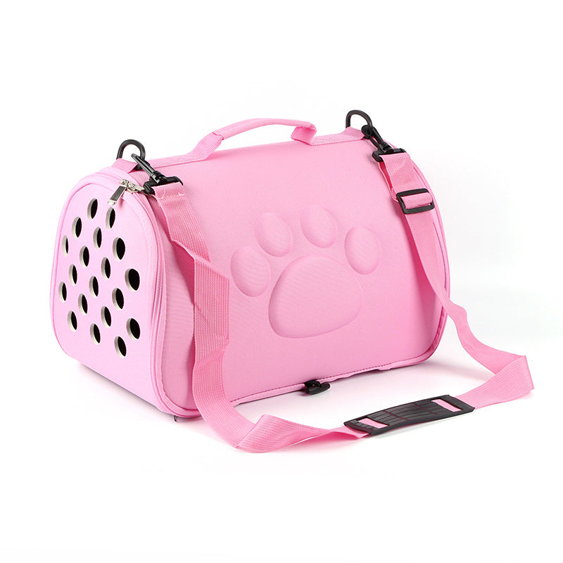 2020 new solid color footprint pet bag shoulder foldable breathable portable EVA space bag pet supplies