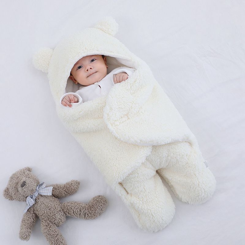 Cross-border maternal and child products newborn lamb cashmere swaddling autumn and winter thickening split leg quilt baby quilted sleeping bag wrapper