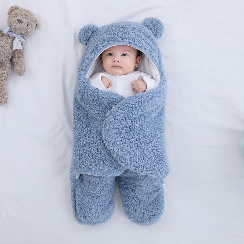 Cross-border maternal and child products newborn lamb cashmere swaddling autumn and winter thickening split leg quilt baby quilted sleeping bag wrapper