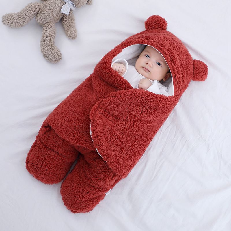 Cross-border maternal and child products newborn lamb cashmere swaddling autumn and winter thickening split leg quilt baby quilted sleeping bag wrapper