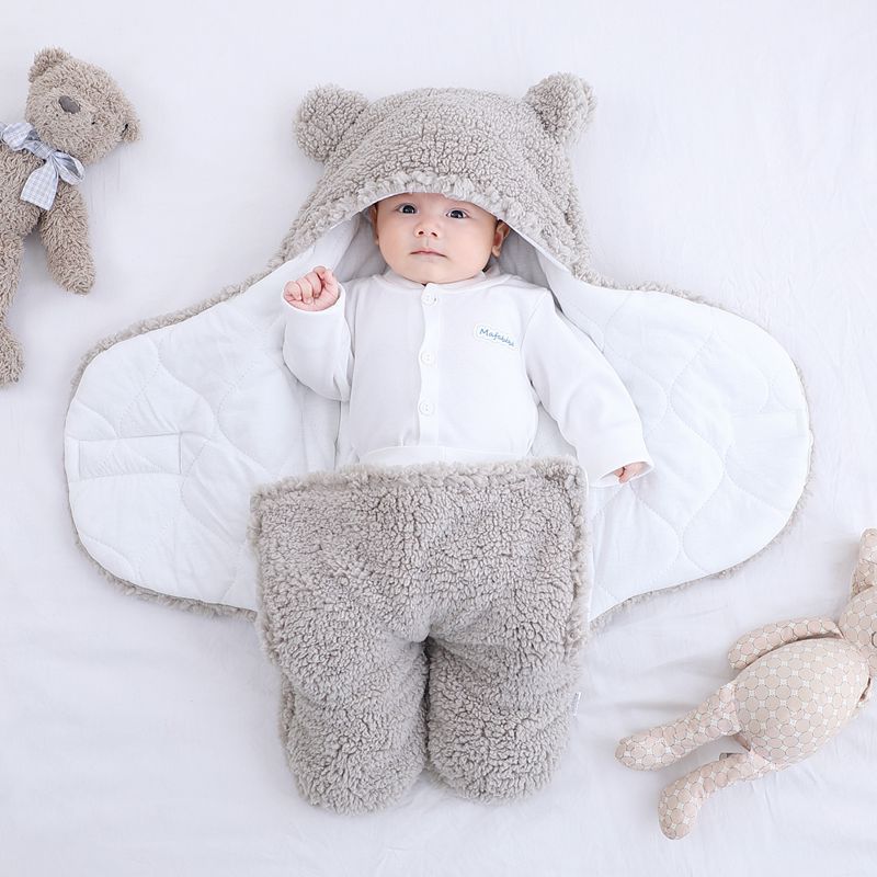 Cross-border maternal and child products newborn lamb cashmere swaddling autumn and winter thickening split leg quilt baby quilted sleeping bag wrapper