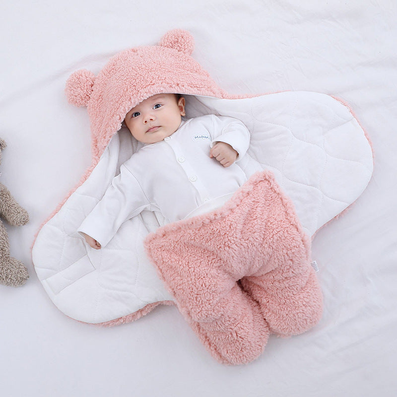 Cross-border maternal and child products newborn lamb cashmere swaddling autumn and winter thickening split leg quilt baby quilted sleeping bag wrapper