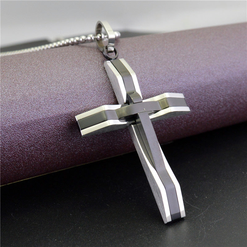 Wholesale Couple Cross Necklace Men's Women's Pair of Pendants Metal Stainless Steel Electroplating Jewelry STN178