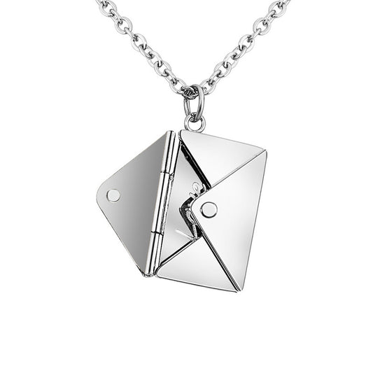 European and American cross-border envelope necklace titanium steel lettering love letter envelope pendant creative niche design couple net red necklace