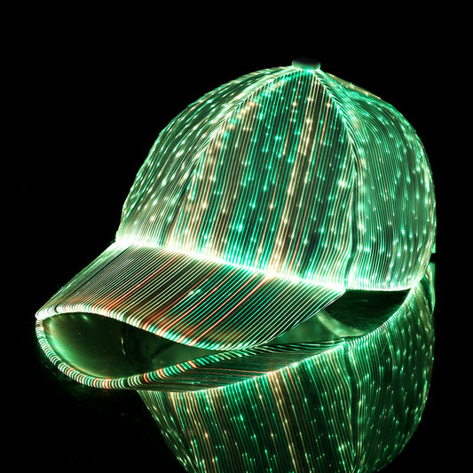 Luminous baseball cap new led light fiber optic fluorescent cap outdoor sunshade cap