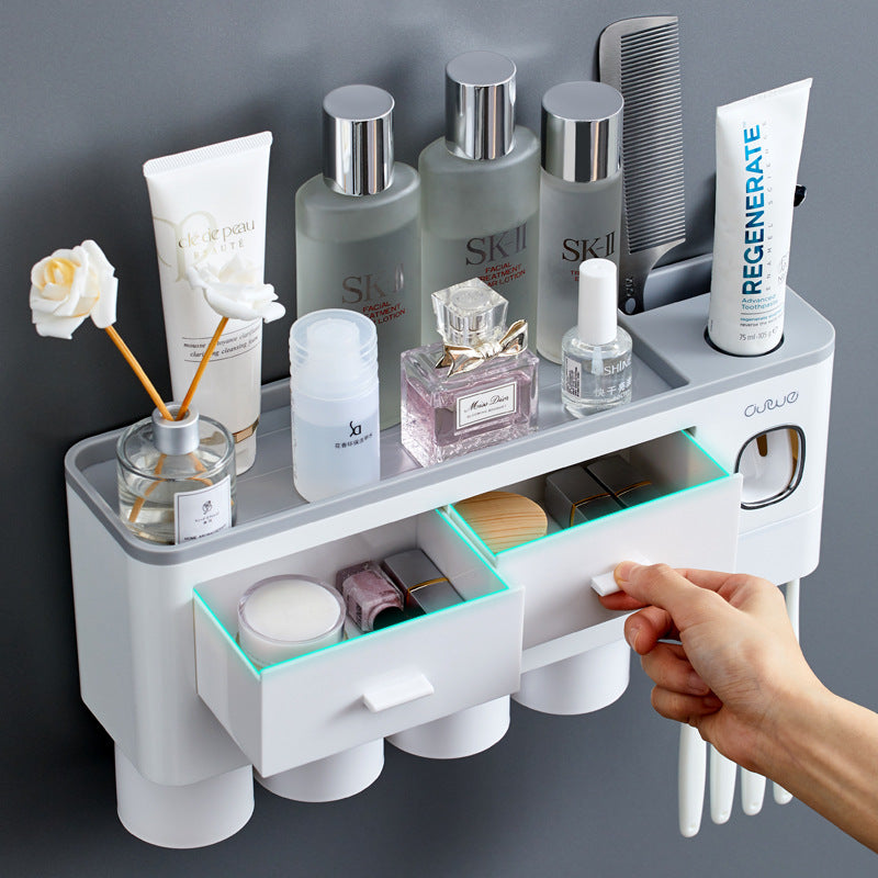 Toilet toilet supplies home Daquan punch-free wall hanging rack washbasin cosmetic storage box artifact