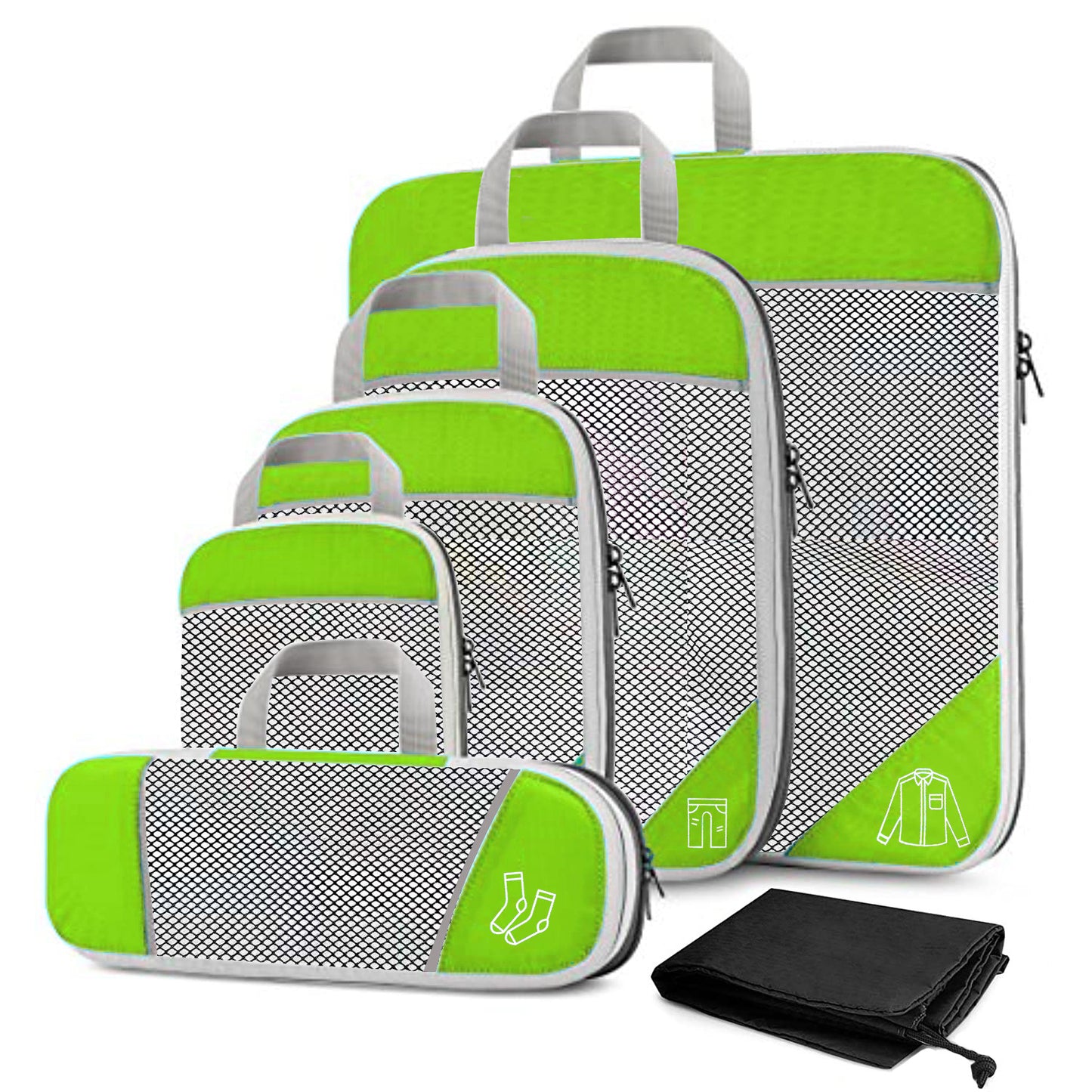 Travel Compressible Storage Bag Storage Bag Set With Shoe Bag Mesh Visual Luggage Storage Organizer Storage Bag