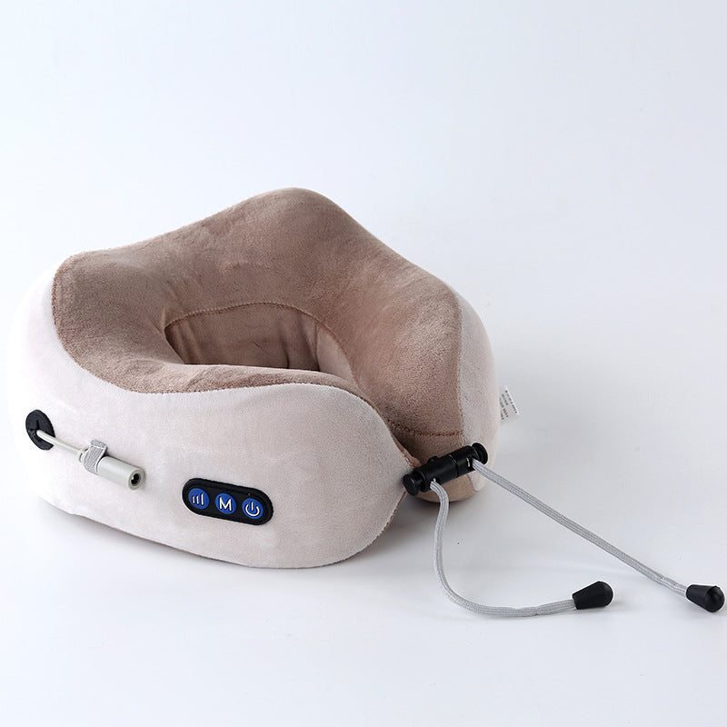 Multifunctional electric heating U-shaped massage pillow driving kneading shoulder and neck neck portable pillow massager