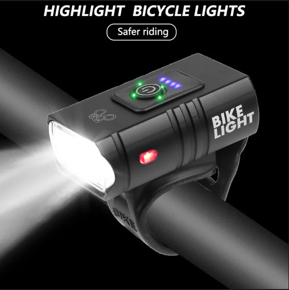 New double T6 bicycle light usb rechargeable outdoor cycling light electric display red light warning lighting bicycle front light