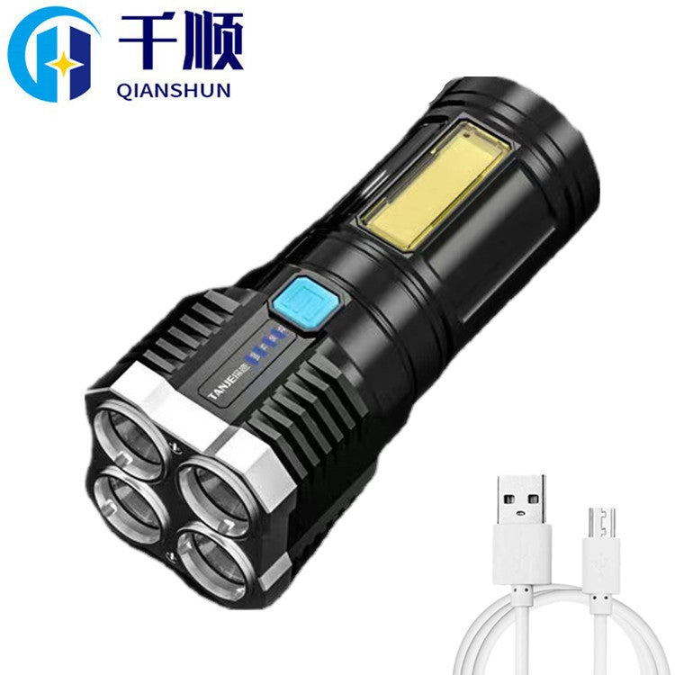 Cross-border quad-core flashlight strong light rechargeable ultra-bright small xenon special forces outdoor multi-function led long-range light