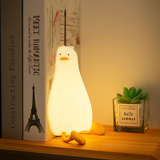 Factory new product lying flat duck night light cartoon mobile phone bracket bedroom bedside with sleeping light decompression silicone pat light