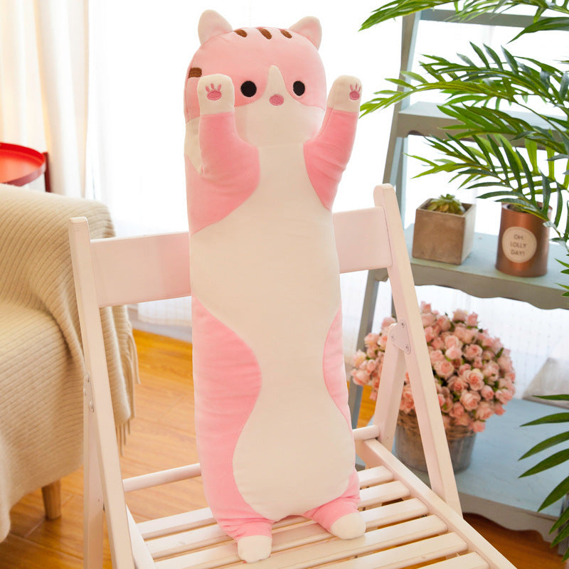 Long strip pillow foreign trade cat plush toy large accompany sleeping doll doll wholesale birthday gift girl logo