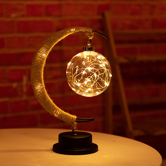 LED moon modeling lamp battery box hemp rope wrought iron takraw ball lamp romantic holiday decoration night light wholesale